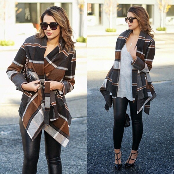 CHIC WISH PRAIRIE CHECK RABATO COAT Sz 3XL Plaid - Picture 8 of 10